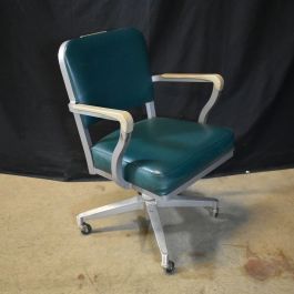 Steelcase-Tanker-Chair-Office-Chair-Green-Vinyl-Adjustable-with-Arms ...