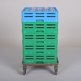 Dispo Rack Lot-of-Footed-Dessert-Cups-(Parfait/Sundae-Style)-in-Commercial-Dish-Racks