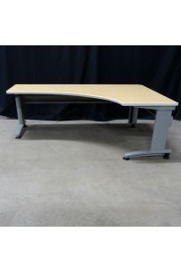 Desk Clear Maple Colored Laminate L-Shape (Right Return) Adjustable 70"x46.75"