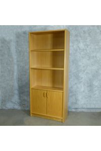 Freestanding Oak Colored Wood Closed Shelving 3 Shelves 33"x12.5"x76.5"