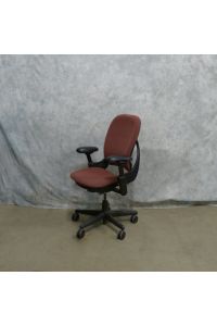 Steelcase Leap Office Chair Red Fabric Adjustable With Arms Ergonomic With Wheels