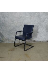 Conversation Chair Blue Leather With Arms