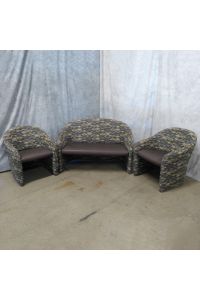 Loveseat & Accent Chairs Brown Pattern Fabric 3 Piece