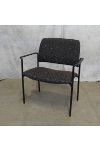 Nurture SC1065 Stacking Chair Black Pattern Fabric With Arms
