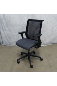 Steelcase Think Office Chair 5B01 Foggy Night Fabric Adjustable With Arms Ergonomic With Wheels