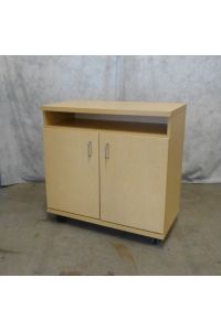 Mobile Storage Cabinet Maple Colored Laminate 3 Shelves 36"x18"x36"