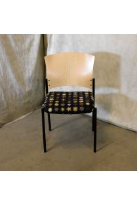 Source International Conversation/Side Chair Black Pattern Fabric No Arms