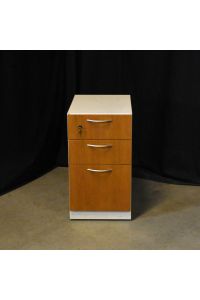 Steelcase Medium Colored Wood 3 Drawer File Cabinet Lockable Includes Key with Wheels Letter Size 15"X25"x27"