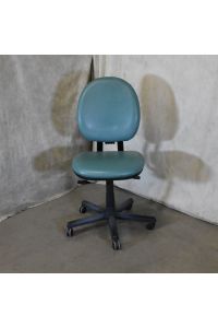 Steelcase Criterion Office Chair Turquoise Vinyl Adjustable No Arms with Wheels