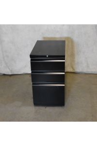 Black Metal 3 Drawer File Cabinet Lockable Keys not Included with Wheels Letter Size 15"x23"x27"