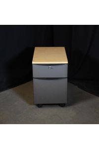 Steelcase Gray Metal 2 Drawer File Cabinet Lockable Includes Key With Table Top with Wheels Letter Size 15"x26"x22.5"