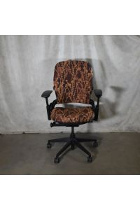 Steelcase Leap Office Chair Brown Pattern Fabric Adjustable with Arms Ergonomic with Wheels