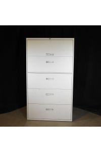 Vintage Steelcase 834561RW 7225 Sand Metal 5 Drawer File Cabinet Lockable Includes Key 36"x18"x65"