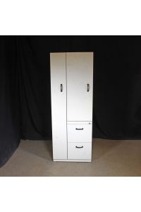 Steelcase Beige Metal 2 Drawers 2 Shelf Cabinet Lockable Includes Key 24"x25"x66.5"