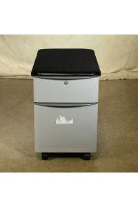 Steelcase Gray Metal 2 Drawer File Cabinet Lockable Includes Key With Fabric Top with Wheels Letter Size 16"x26"x23"