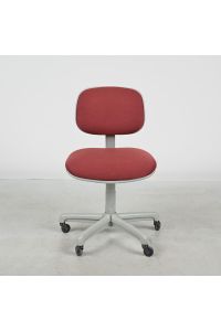 Steelcase 451 Office Chair Red Fabric No Arms with Wheels