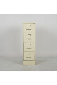 Vintage Steelcase 347401 Beige Metal 4 Drawer Letter Size File Cabinet Lockable Includes Key 15"X30"x52.5"