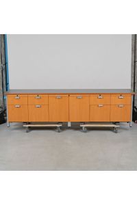 Damaged Knoll Credenza Medium Colored Wood Rectangle with Storage Lockable Keys not Included 98"X20"x27"