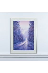 Framed Winter Forest Road Landscape Print White Frame 31.5" x 41.5"
