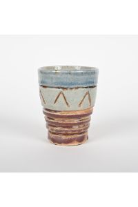 Studio Pottery Vessel Blue Gray Brown Handmade Ceramic Art Pottery 5"