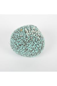 Pin Cushion, Mint Green & Gray Knit Fabric, Includes Pins