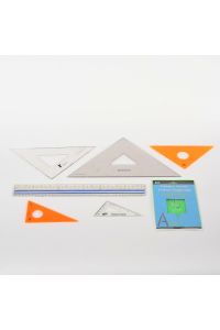 Mixed Lot of Drafting Tools: Triangles, Ruler, & Alphabet Stencils