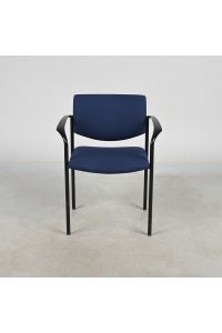 Vintage Steelcase Player Stacking Chair, 5A93 Midnight Blue Fabric, With Arms