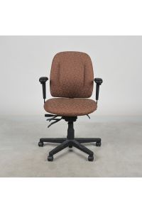 Global Upholstery Co. Office Chair, Brown Pattern Fabric, Adjustable, Ergonomic, With Arms & Wheels