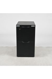 Steelcase Black Metal 2 Drawer File Cabinet Lockable Includes Key with Wheels Letter Size 15"x25"x27"