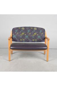 2 Seat Reception Loveseat Purple Vinyl & Fabric Wood Frame 40"