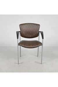 Izzy+ Quest N27F50 Stacking Chair Brown Pattern Vinyl with Arms