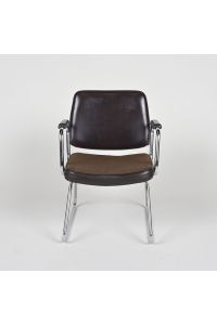 Vintage Superior Chaircraft Guest Chair, Brown Vinyl, with Arms