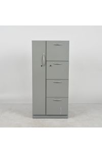 Steelcase 4 Drawer File Cabinet & Storage (Left) Locker Gray Metal Locking 24"x25"x52"