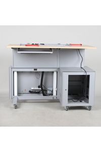 Dalen Limited Gemini 4 Powered Height-Adjustable Workstation, w/ Equipment Cabinet, 63" x 34"