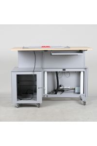Dalen Limited Gemini 4 Powered Height-Adjustable Workstation, w/ Equipment Cabinet, 63" x 34"
