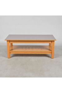 Coffee Table, Gray Laminate & Medium Wood Colored Frame, Rectangle, Lower Storage Shelf, 48" x 24" x 19"