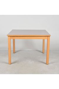 Dining Table, Gray Laminate & Medium Wood Colored Frame, Square, 42" x 42" x 30.5"