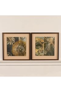 Abstract Sunburst Prints Bronze Wood Frames Set of 2 23.25" x 23.25"