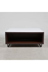 Coffee Table, White Laminate Top, Dark Wood Base, Square, Open Storage, For Parts/Repair, 36"X36"X15.5"