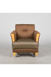 Hypate Lounge Club Chair Brown Fabric & Taupe Vinyl w/ Arms