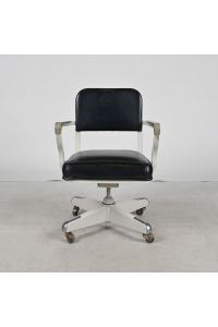 Steelcase Tanker Office Chair Black Vinyl Adjustable - Screw Type with Arms with Wheels
