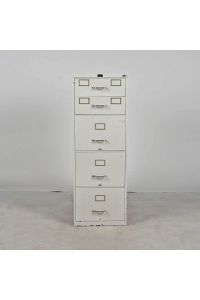 Vintage General Fireproofing Co. Fireproof 5-Drawer Legal File Cabinet, Locking, Beige, 18.5" X 28.5" X 53"