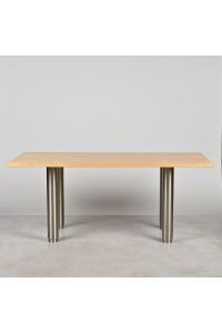 Knoll Light Wood Laminate Conference Table with Metal Cylinder Legs, 72" X 36" X 29.5"