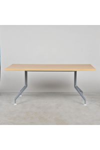 Haworth Light Wood Laminate Rectangle Table with Gray Metal Legs, 72" X 36" X 29"