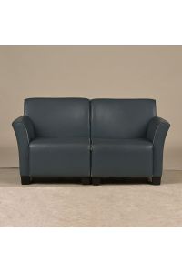 Steelcase 2-Piece Sectional Sofa, Blue Vinyl, Seats Up to 3, 62" Wide