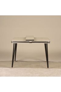 Vintage Dining Table Gray Pattern Laminate Rectangle with 8.5" Leaf 39"X30"x29.5"