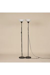 IKEA G0714 Floor Lamps, Black Metal, 69", Pair, No Bulbs