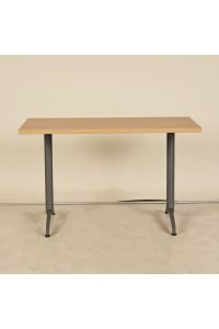 Rectangular Woodgrain Laminate Multipurpose Table Gray Steel T-Base 47.5×24