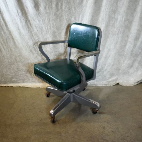 Steelcase-Tanker-Chair-Office-Chair-Green-Vinyl-with-Arms-with-Wheels