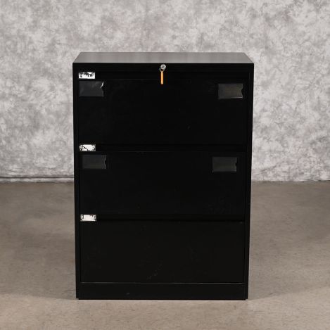 Steelcase-Black-Metal-3-Drawer-File-Cabinet-Lockable-Includes-Key-30 ...